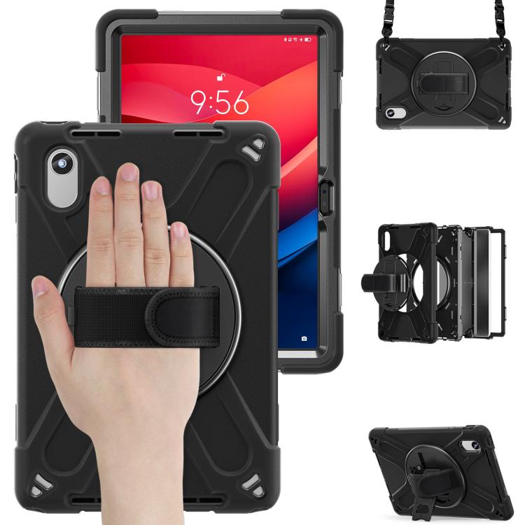 For Lenovo Xiaoxin Pad 11 2024 / 2025 Rotatable Holder Silicone Hybrid PC Tablet Case with Shoulder Strap