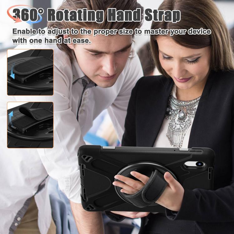 For Lenovo Xiaoxin Pad 11 2024 / 2025 Rotatable Holder Silicone Hybrid PC Tablet Case with Shoulder Strap