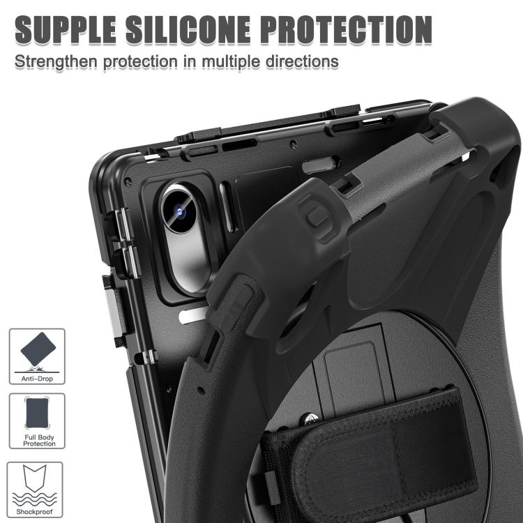For Lenovo Xiaoxin Pad 11 2024 / 2025 Rotatable Holder Silicone Hybrid PC Tablet Case with Shoulder Strap