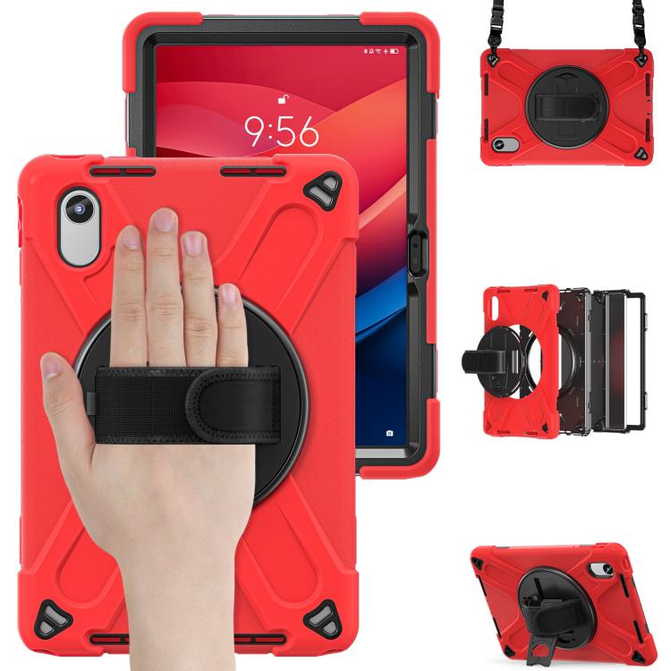 For Lenovo Xiaoxin Pad 11 2024 / 2025 Rotatable Holder Silicone Hybrid PC Tablet Case with Shoulder Strap