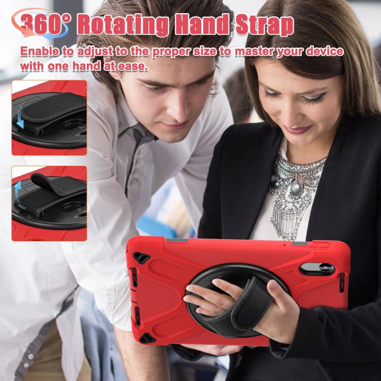 For Lenovo Xiaoxin Pad 11 2024 / 2025 Rotatable Holder Silicone Hybrid PC Tablet Case with Shoulder Strap