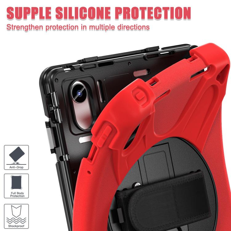 For Lenovo Xiaoxin Pad 11 2024 / 2025 Rotatable Holder Silicone Hybrid PC Tablet Case with Shoulder Strap