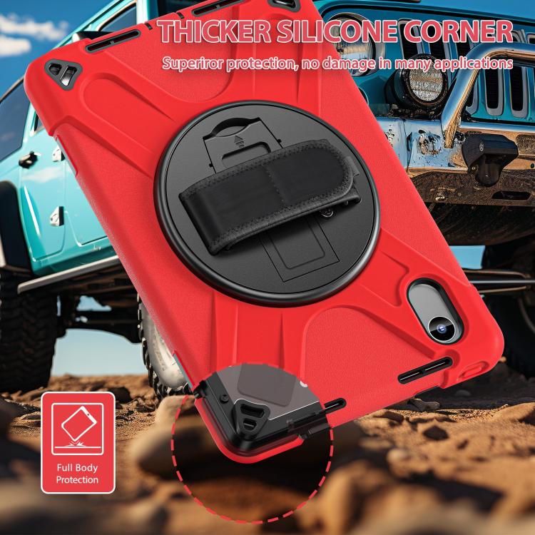 For Lenovo Xiaoxin Pad 11 2024 / 2025 Rotatable Holder Silicone Hybrid PC Tablet Case with Shoulder Strap