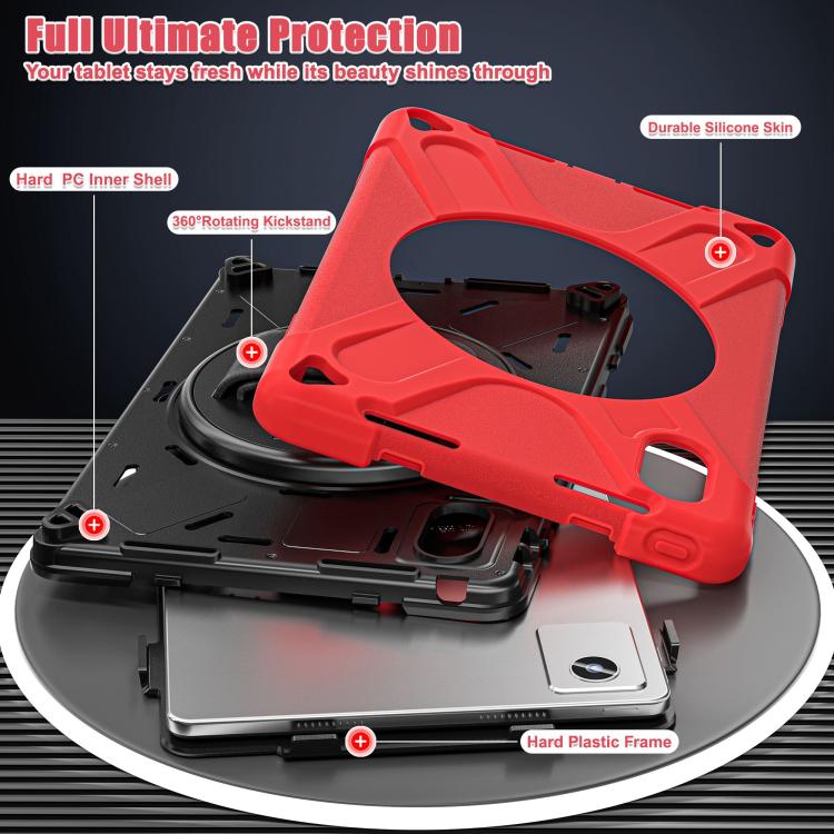 For Lenovo Xiaoxin Pad 11 2024 / 2025 Rotatable Holder Silicone Hybrid PC Tablet Case with Shoulder Strap