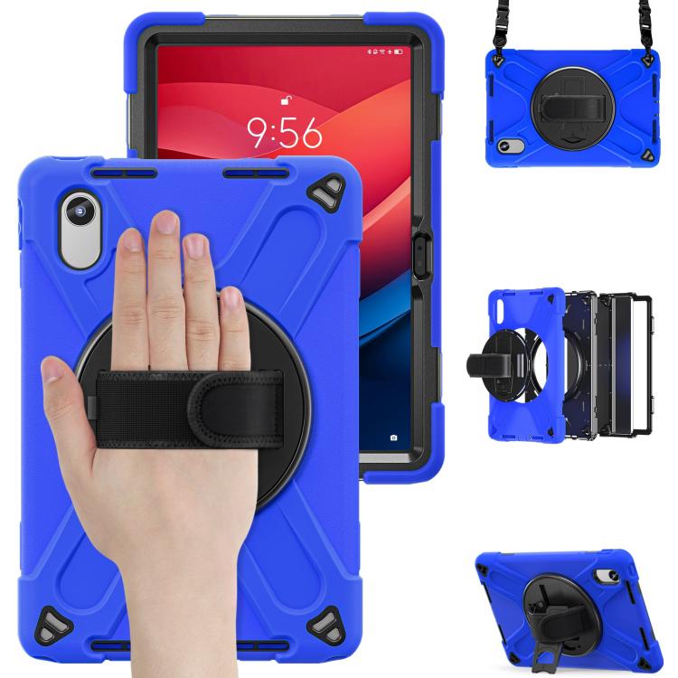 For Lenovo Xiaoxin Pad 11 2024 / 2025 Rotatable Holder Silicone Hybrid PC Tablet Case with Shoulder Strap