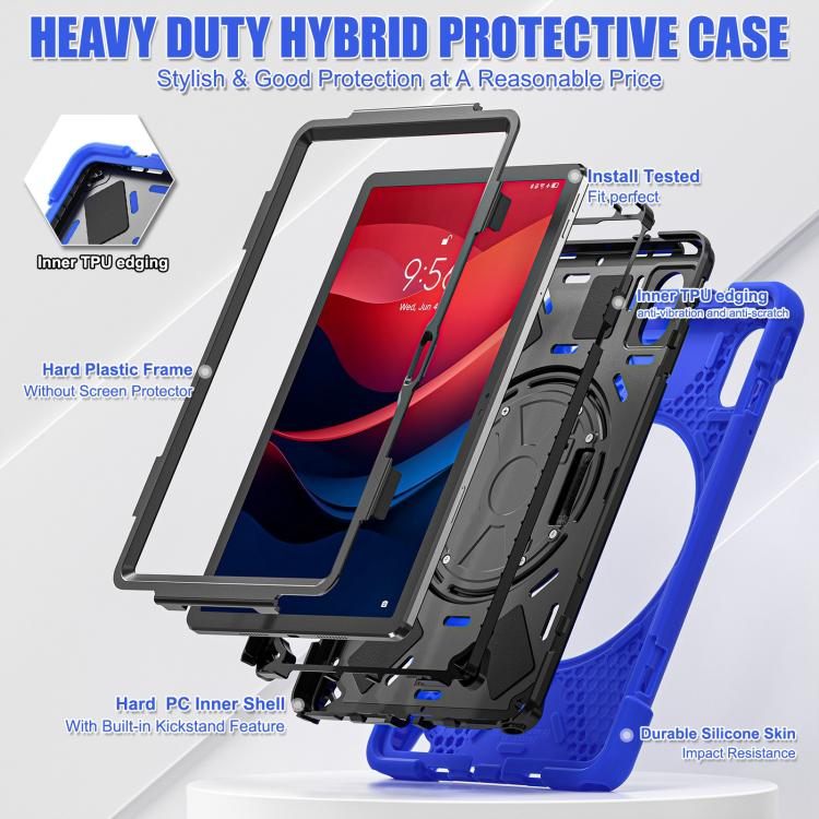 For Lenovo Xiaoxin Pad 11 2024 / 2025 Rotatable Holder Silicone Hybrid PC Tablet Case with Shoulder Strap