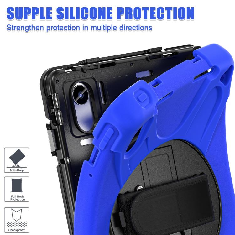 For Lenovo Xiaoxin Pad 11 2024 / 2025 Rotatable Holder Silicone Hybrid PC Tablet Case with Shoulder Strap