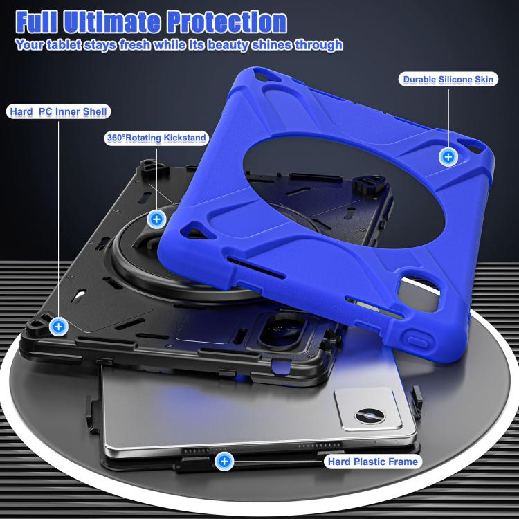 For Lenovo Xiaoxin Pad 11 2024 / 2025 Rotatable Holder Silicone Hybrid PC Tablet Case with Shoulder Strap