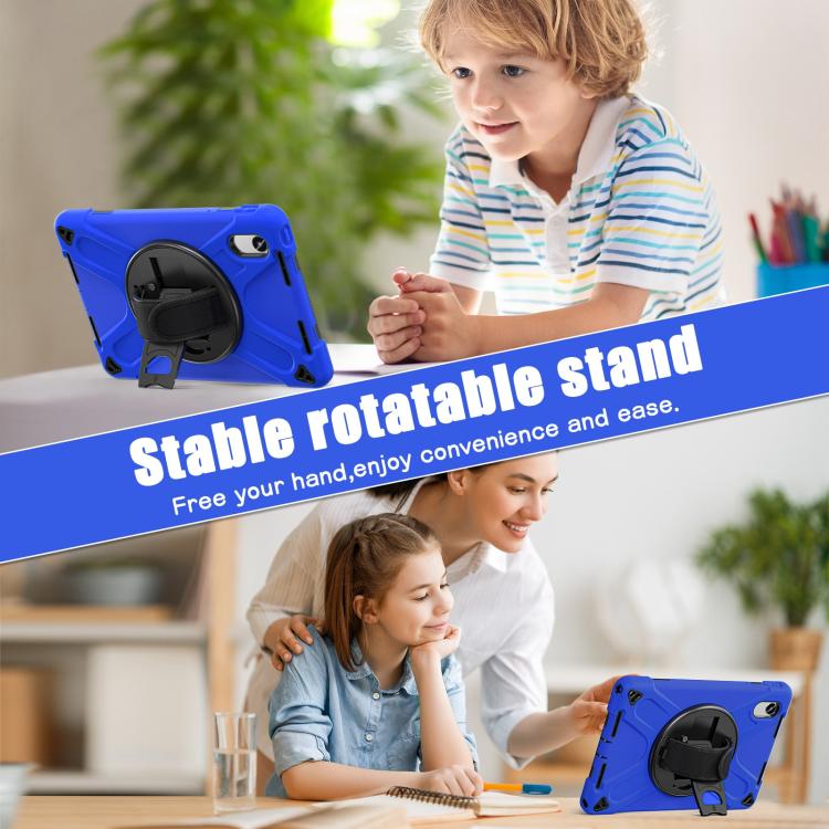 For Lenovo Xiaoxin Pad 11 2024 / 2025 Rotatable Holder Silicone Hybrid PC Tablet Case with Shoulder Strap