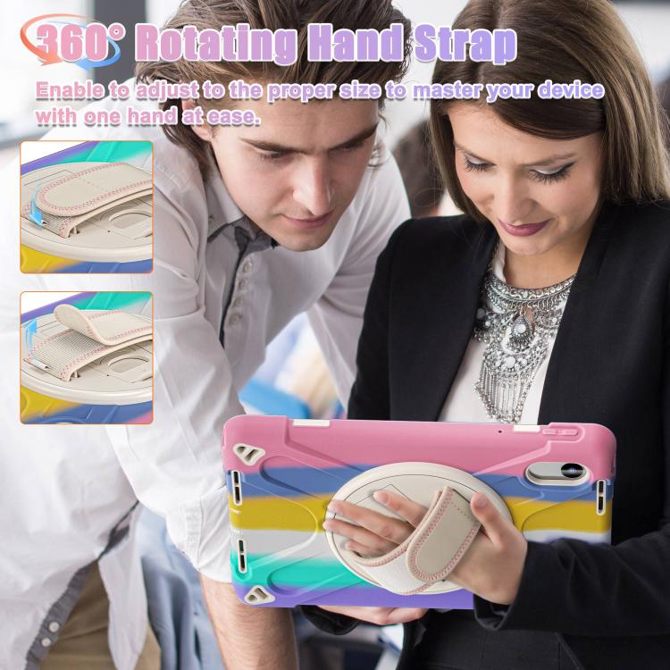 For Lenovo Xiaoxin Pad 11 2024 / 2025 Rotatable Holder Silicone Hybrid PC Tablet Case with Shoulder Strap