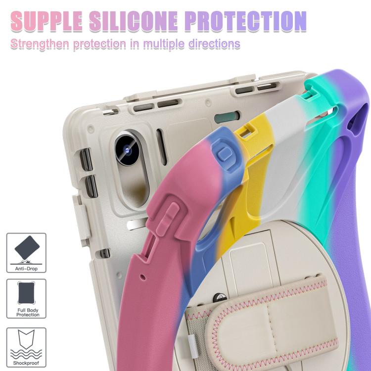 For Lenovo Xiaoxin Pad 11 2024 / 2025 Rotatable Holder Silicone Hybrid PC Tablet Case with Shoulder Strap