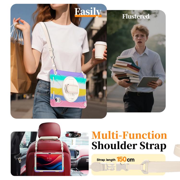For Lenovo Xiaoxin Pad 11 2024 / 2025 Rotatable Holder Silicone Hybrid PC Tablet Case with Shoulder Strap