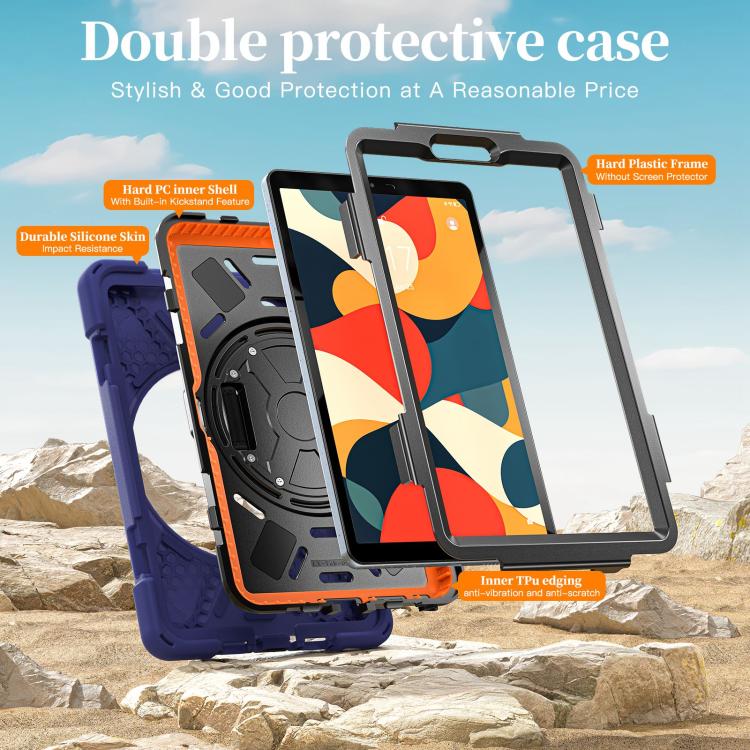 For Lenovo Tab One / K9 Rotatable Holder Silicone Hybrid PC Tablet Case with Shoulder Strap