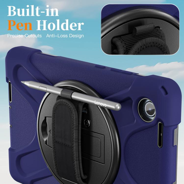 For Lenovo Tab One / K9 Rotatable Holder Silicone Hybrid PC Tablet Case with Shoulder Strap