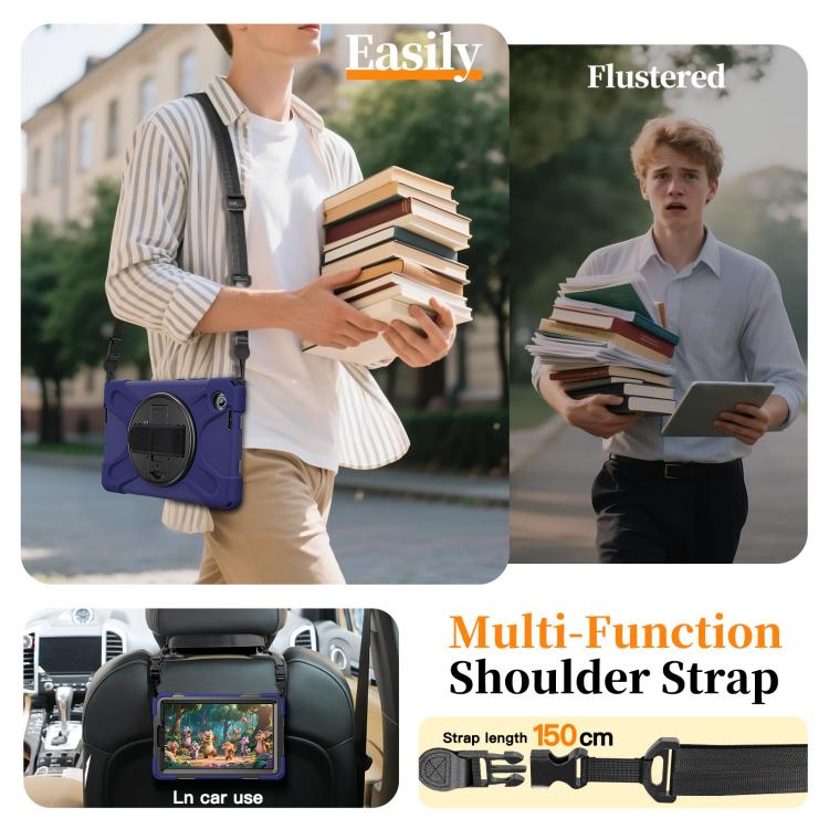 For Lenovo Tab One / K9 Rotatable Holder Silicone Hybrid PC Tablet Case with Shoulder Strap