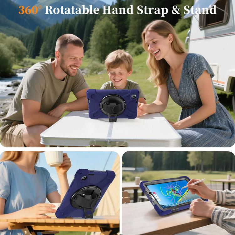 For Lenovo Tab One / K9 Rotatable Holder Silicone Hybrid PC Tablet Case with Shoulder Strap
