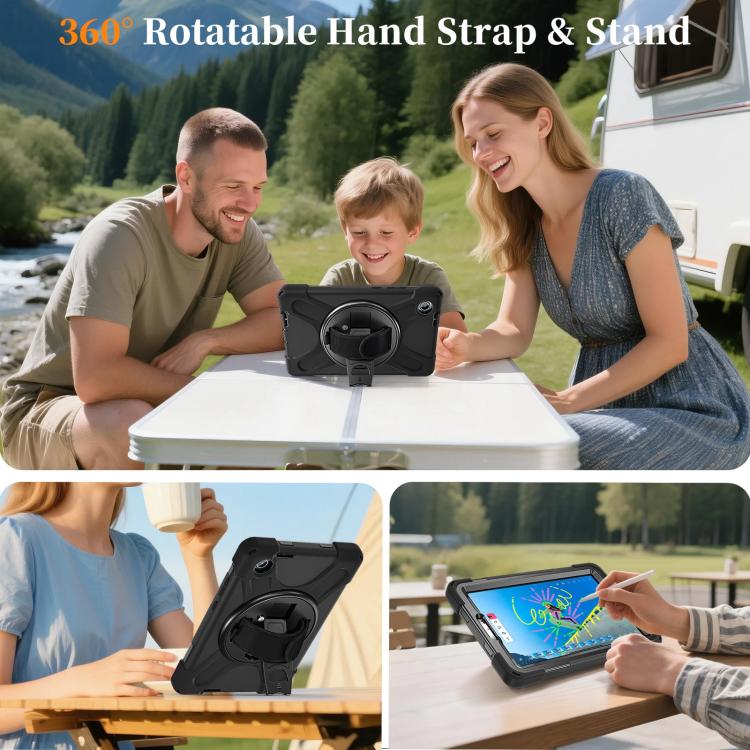 For Lenovo Tab One / K9 Rotatable Holder Silicone Hybrid PC Tablet Case with Shoulder Strap