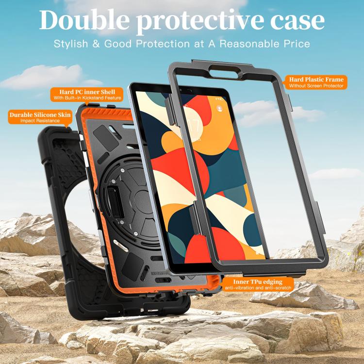 For Lenovo Tab One / K9 Rotatable Holder Silicone Hybrid PC Tablet Case with Shoulder Strap