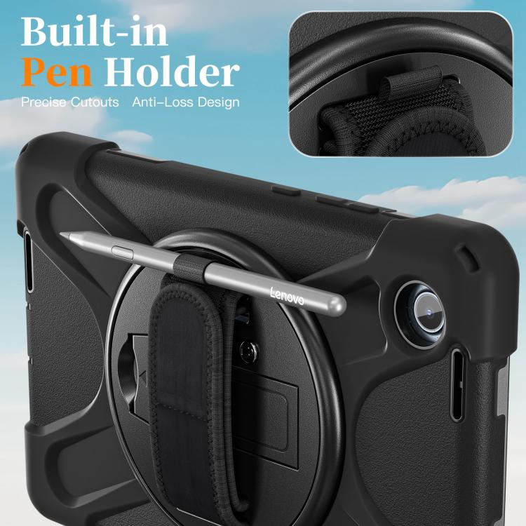 For Lenovo Tab One / K9 Rotatable Holder Silicone Hybrid PC Tablet Case with Shoulder Strap
