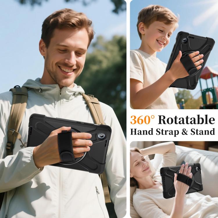 For Lenovo Tab One / K9 Rotatable Holder Silicone Hybrid PC Tablet Case with Shoulder Strap