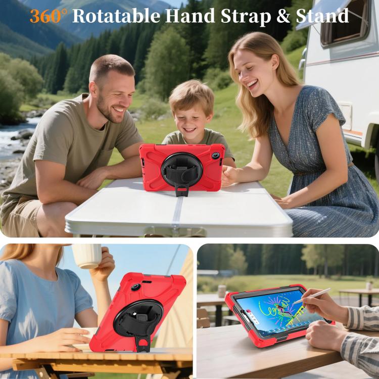 For Lenovo Tab One / K9 Rotatable Holder Silicone Hybrid PC Tablet Case with Shoulder Strap