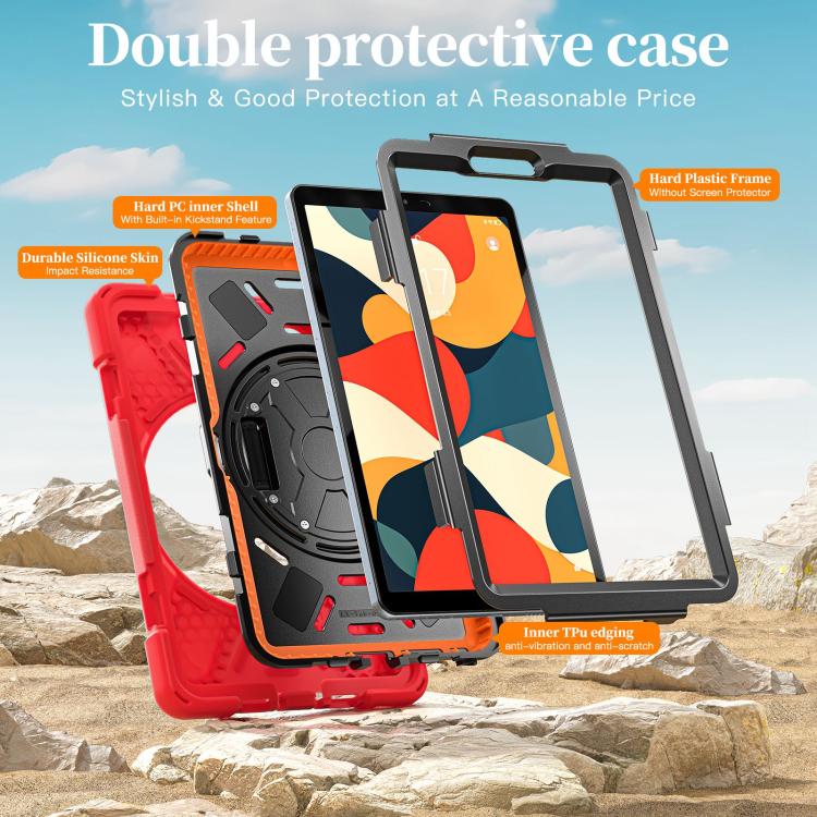 For Lenovo Tab One / K9 Rotatable Holder Silicone Hybrid PC Tablet Case with Shoulder Strap