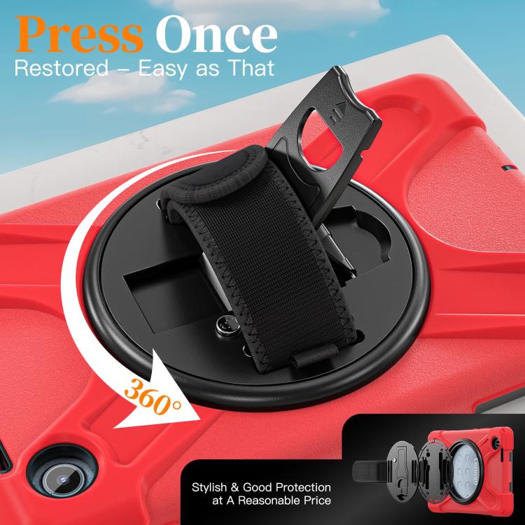 For Lenovo Tab One / K9 Rotatable Holder Silicone Hybrid PC Tablet Case with Shoulder Strap