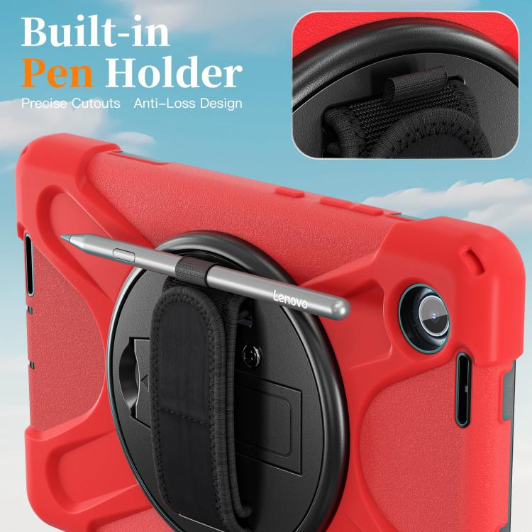 For Lenovo Tab One / K9 Rotatable Holder Silicone Hybrid PC Tablet Case with Shoulder Strap