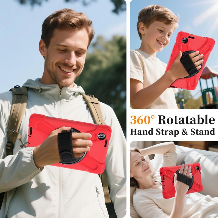 For Lenovo Tab One / K9 Rotatable Holder Silicone Hybrid PC Tablet Case with Shoulder Strap