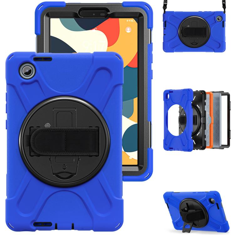 For Lenovo Tab One / K9 Rotatable Holder Silicone Hybrid PC Tablet Case with Shoulder Strap