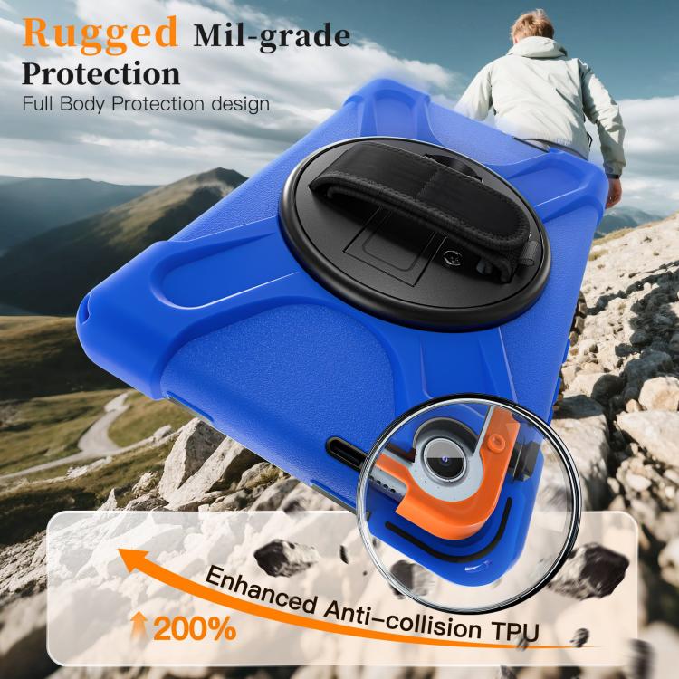 For Lenovo Tab One / K9 Rotatable Holder Silicone Hybrid PC Tablet Case with Shoulder Strap