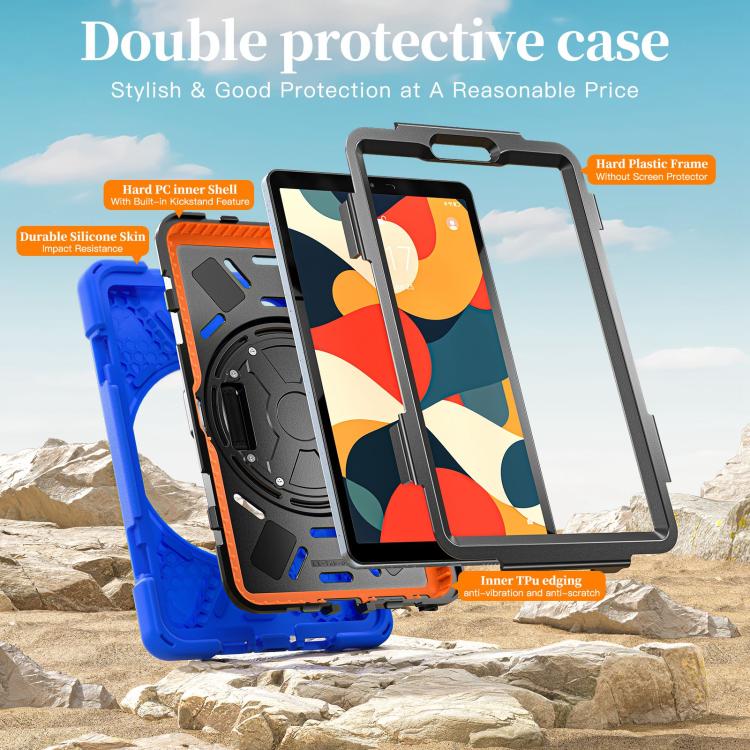 For Lenovo Tab One / K9 Rotatable Holder Silicone Hybrid PC Tablet Case with Shoulder Strap