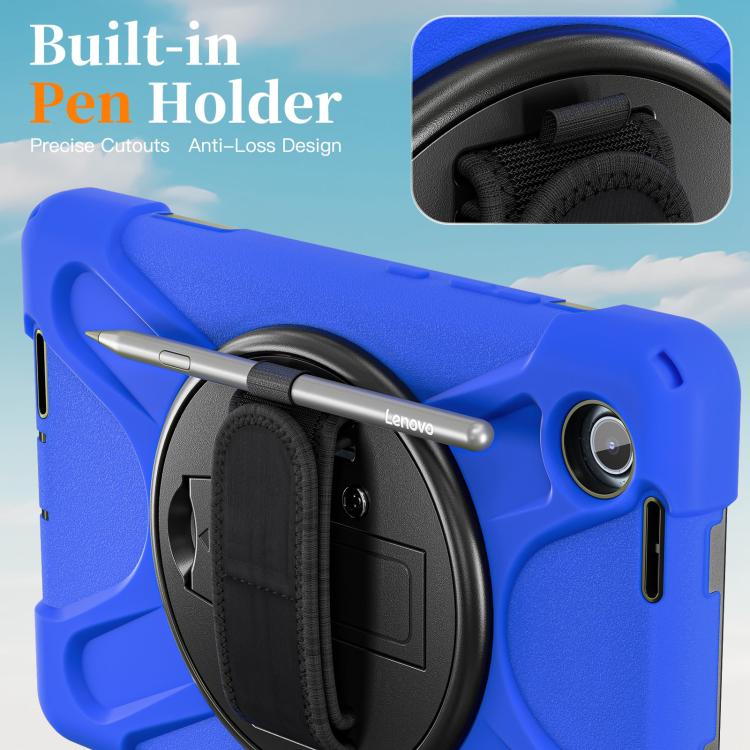 For Lenovo Tab One / K9 Rotatable Holder Silicone Hybrid PC Tablet Case with Shoulder Strap