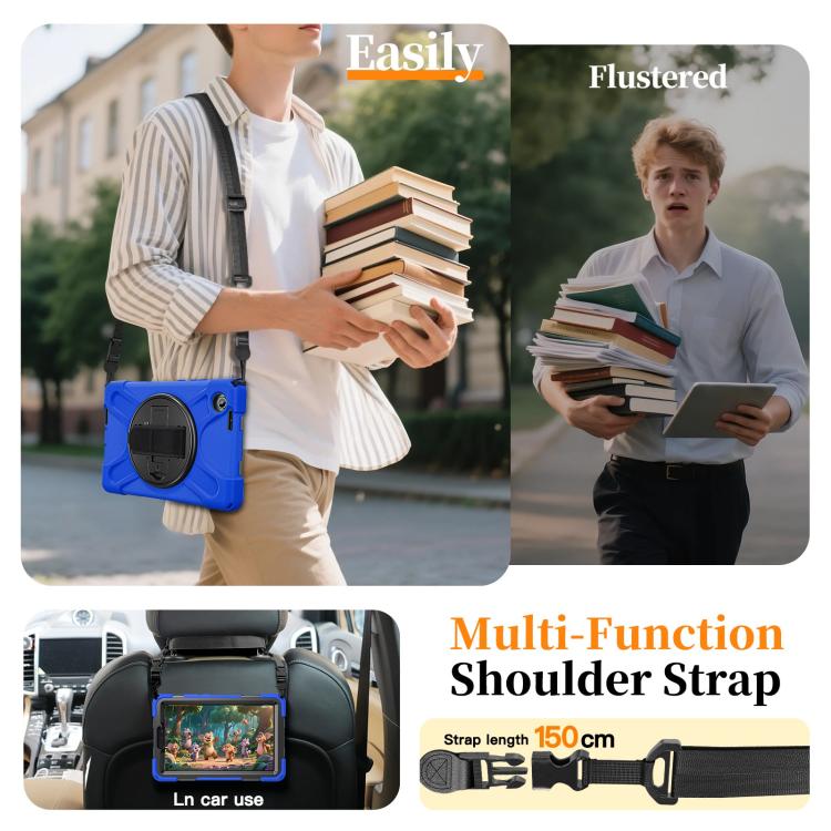For Lenovo Tab One / K9 Rotatable Holder Silicone Hybrid PC Tablet Case with Shoulder Strap