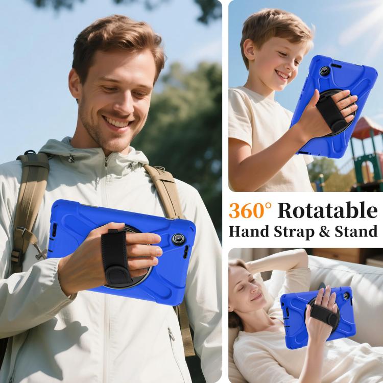 For Lenovo Tab One / K9 Rotatable Holder Silicone Hybrid PC Tablet Case with Shoulder Strap