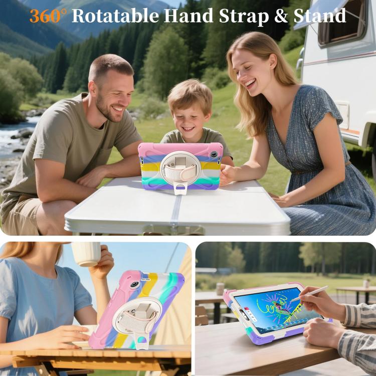 For Lenovo Tab One / K9 Rotatable Holder Silicone Hybrid PC Tablet Case with Shoulder Strap