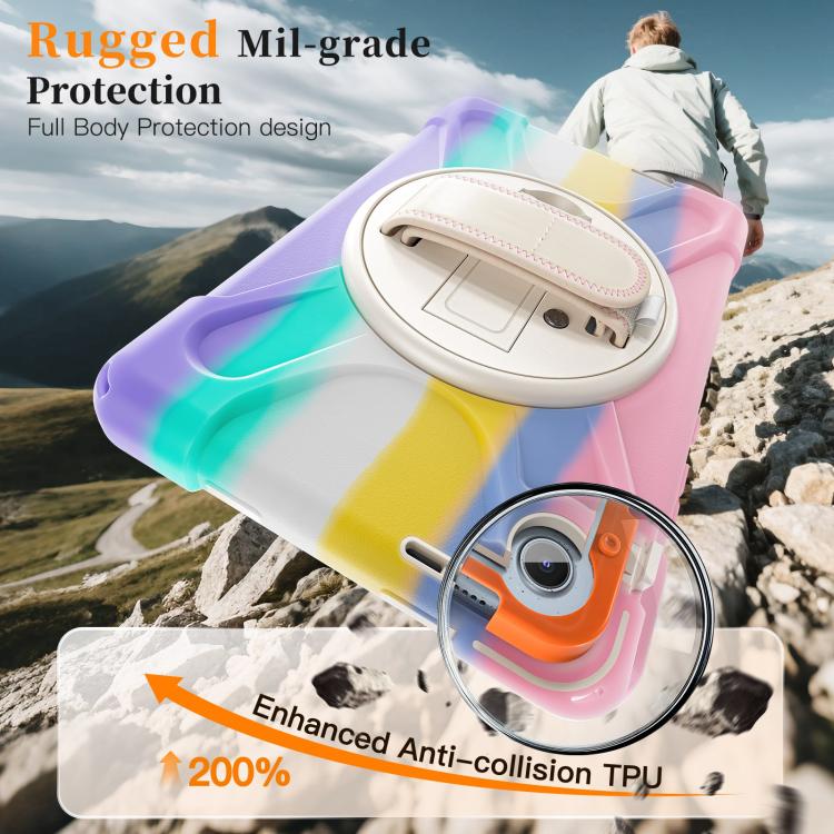 For Lenovo Tab One / K9 Rotatable Holder Silicone Hybrid PC Tablet Case with Shoulder Strap