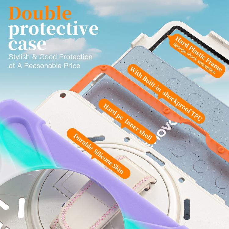 For Lenovo Tab One / K9 Rotatable Holder Silicone Hybrid PC Tablet Case with Shoulder Strap