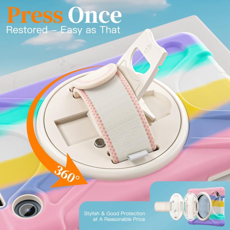 For Lenovo Tab One / K9 Rotatable Holder Silicone Hybrid PC Tablet Case with Shoulder Strap