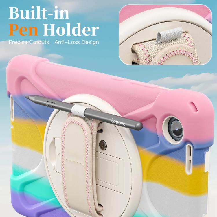 For Lenovo Tab One / K9 Rotatable Holder Silicone Hybrid PC Tablet Case with Shoulder Strap