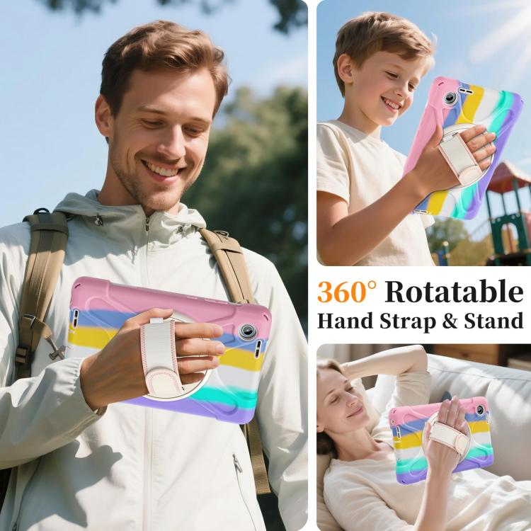 For Lenovo Tab One / K9 Rotatable Holder Silicone Hybrid PC Tablet Case with Shoulder Strap