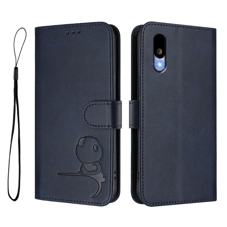 For Kyocera Basio Active3 Litter Panda Embossing RFID Leather Phone Case with Lanyard
