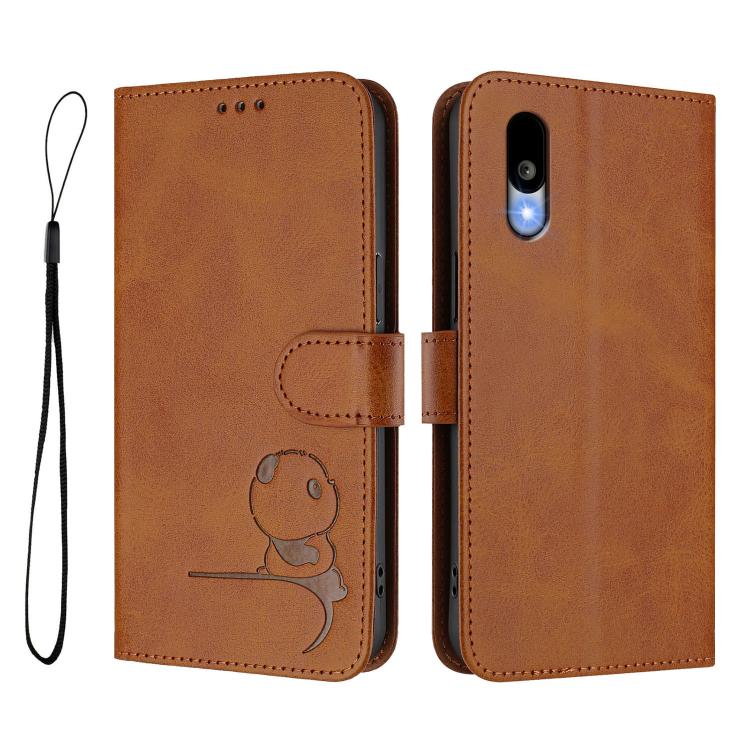 For Kyocera Basio Active3 Litter Panda Embossing RFID Leather Phone Case with Lanyard