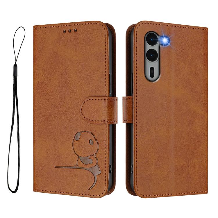For Fujitsu Arrows We2 Plus F-51E Litter Panda Embossing RFID Leather Phone Case with Lanyard