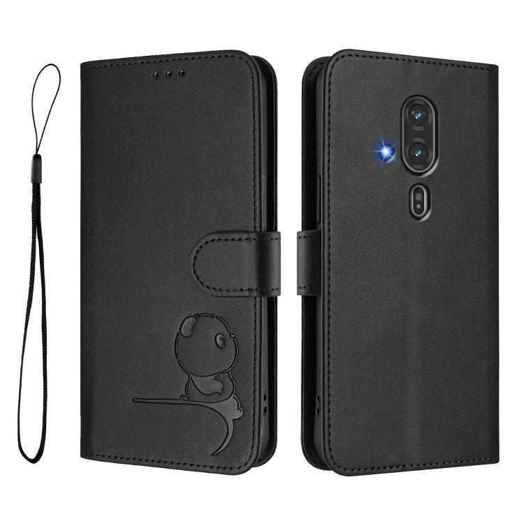 For Fujitsu FCNT Rakuraku F-53E Litter Panda Embossing RFID Leather Phone Case with Lanyard