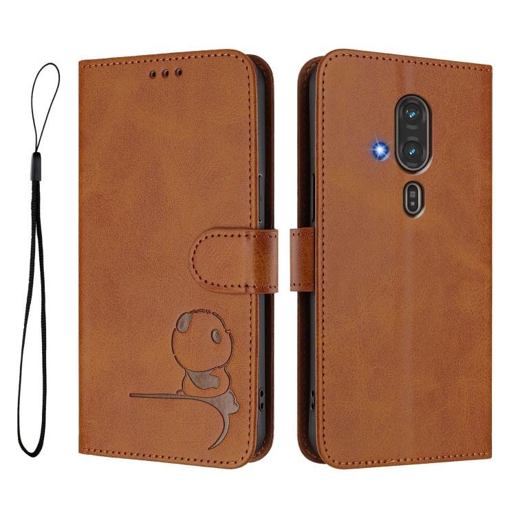 For Fujitsu FCNT Rakuraku F-53E Litter Panda Embossing RFID Leather Phone Case with Lanyard