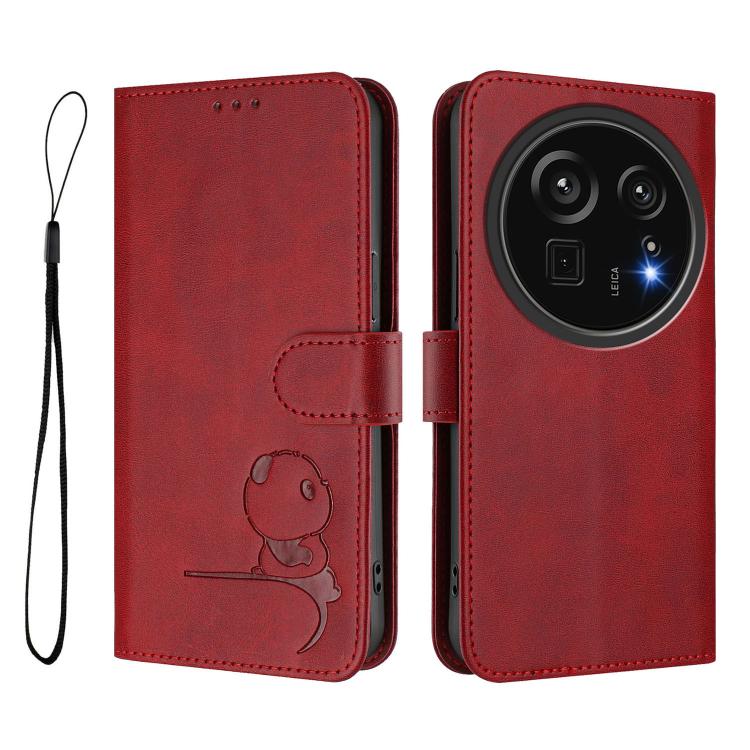 For Sharp Aquos R9 Pro SH-54E Litter Panda Embossing RFID Leather Phone Case with Lanyard