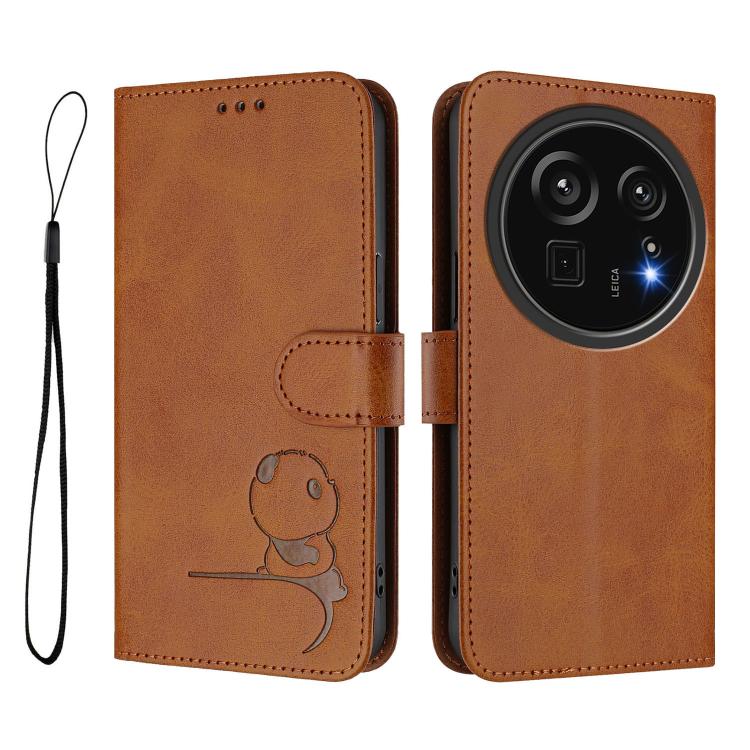 For Sharp Aquos R9 Pro SH-54E Litter Panda Embossing RFID Leather Phone Case with Lanyard