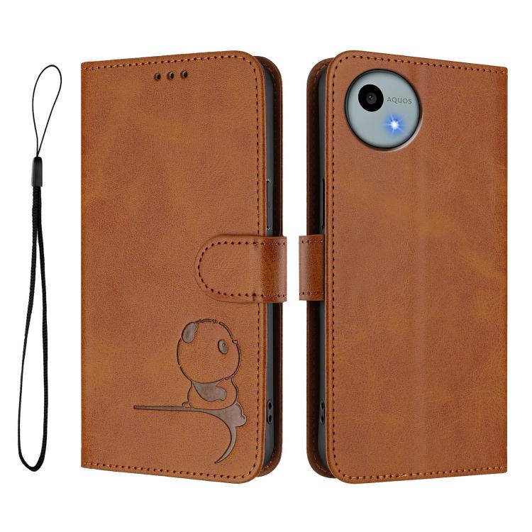 For Sharp Aquos wish4 SH-52E Litter Panda Embossing RFID Leather Phone Case with Lanyard