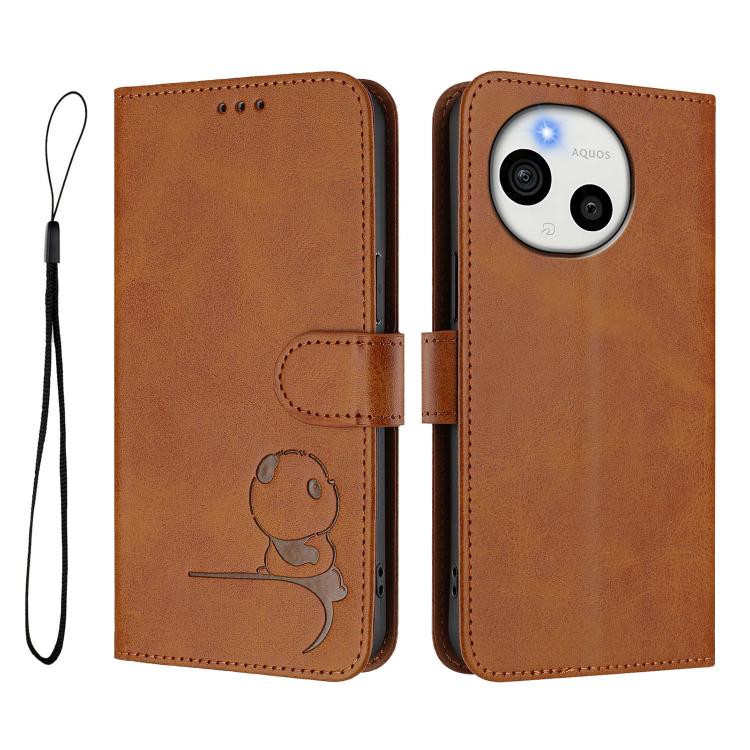 For Sharp Aquos Sense10 Litter Panda Embossing RFID Leather Phone Case with Lanyard